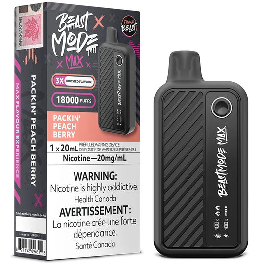 BEAST MODE MAX 18K PACKIN PEACH BERRY BY FLAVOUR BEAST DISPOSABLE VAPE