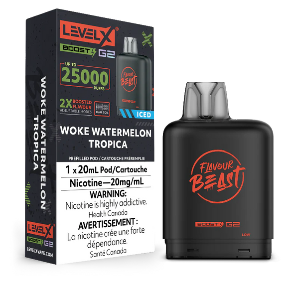 FLAVOUR BEAST LEVEL X G2 BOOST 25K PRE-FILLED POD - WOKE WATERMELON TROPICA
