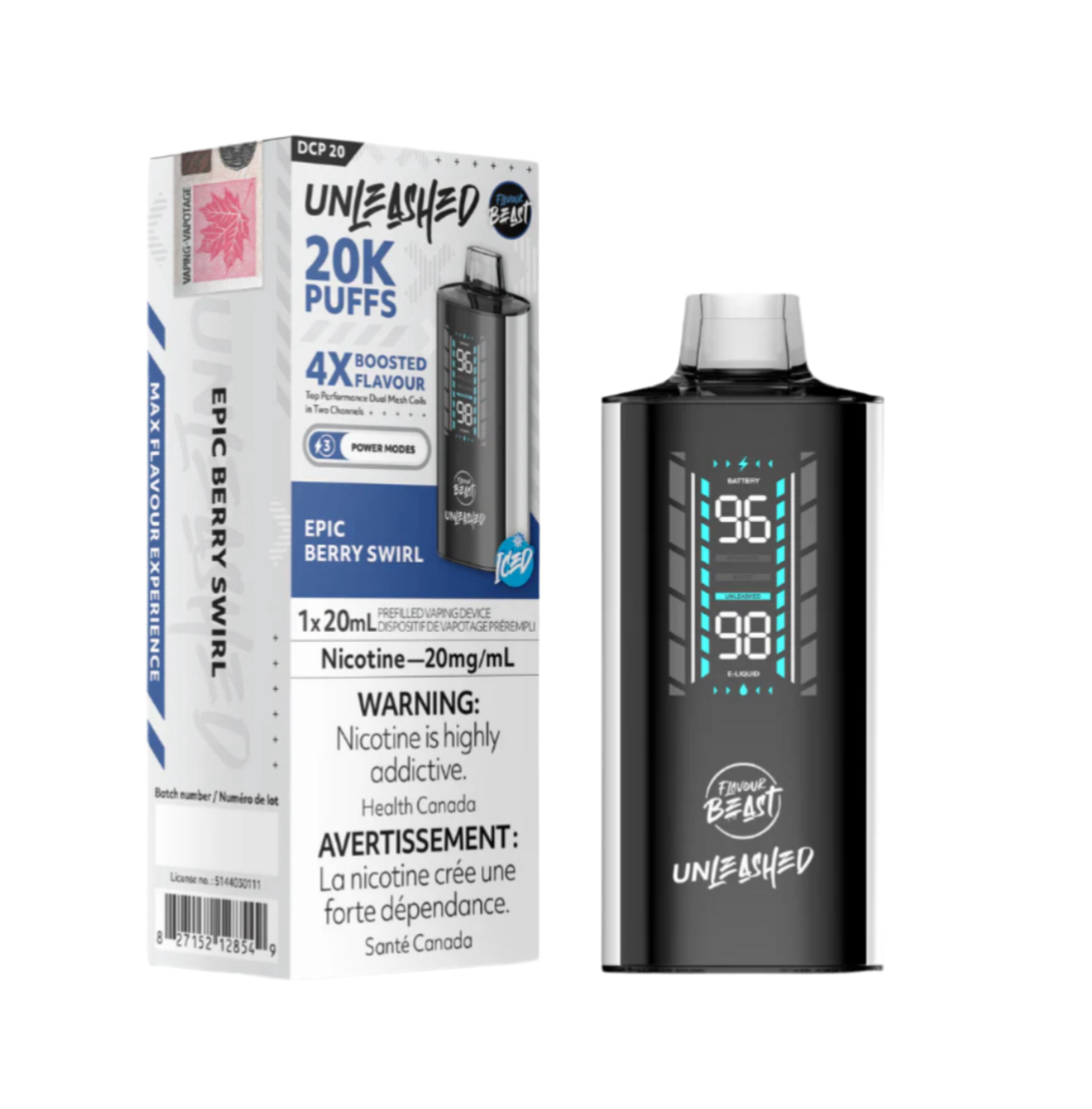 Falvour Unplug FLAVOUR BEAST UNLEASHED DCP 20K EPIC BERRY SWIRL ICED DISPOSABLE VAPE ...