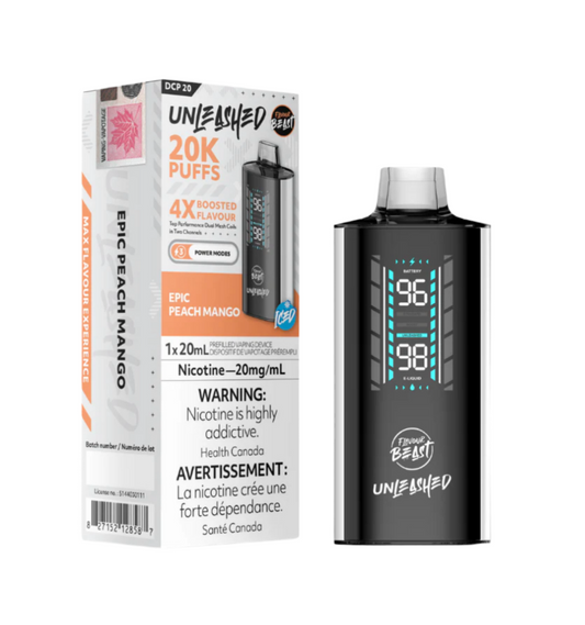 FLAVOUR BEAST UNLEASHED DCP 20K EPIC PEACH MANGO ICED DISPOSABLE VAPE