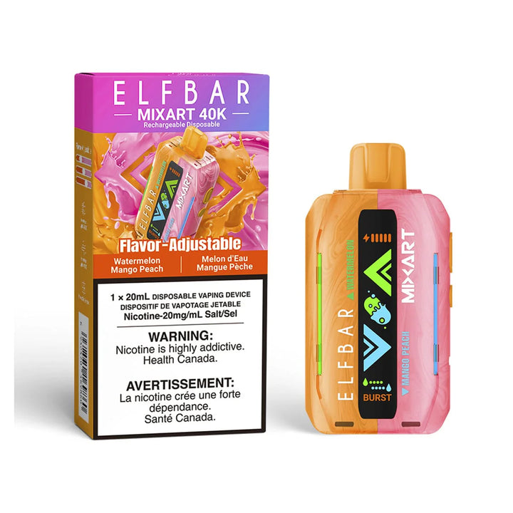 ELF BAR MIXART 40000 Watermelon Mango Peach Disposable Vape 20mg Univapes