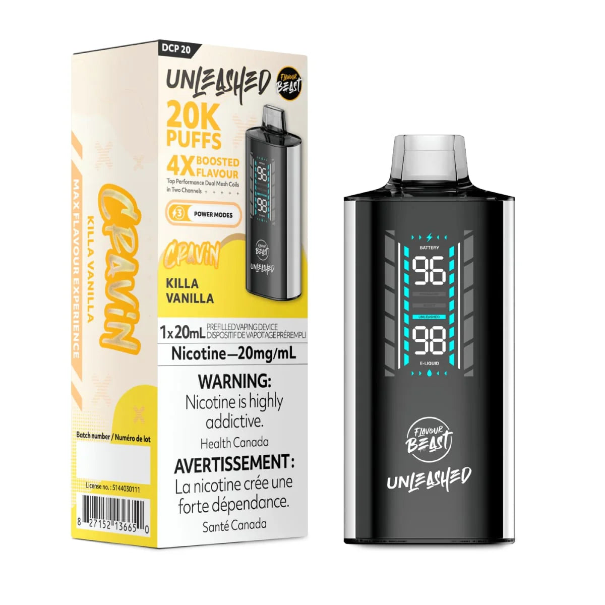 FLAVOUR BEAST UNLEASHED DCP 20K EPIC KILLA VANILLA ICED DISPOSABLE VAPE