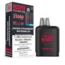 FLAVOUR BEAST LEVEL X G2 BOOST 25K PRE-FILLED POD - SAVAGE STRAWBERRY WATERMELON ICED