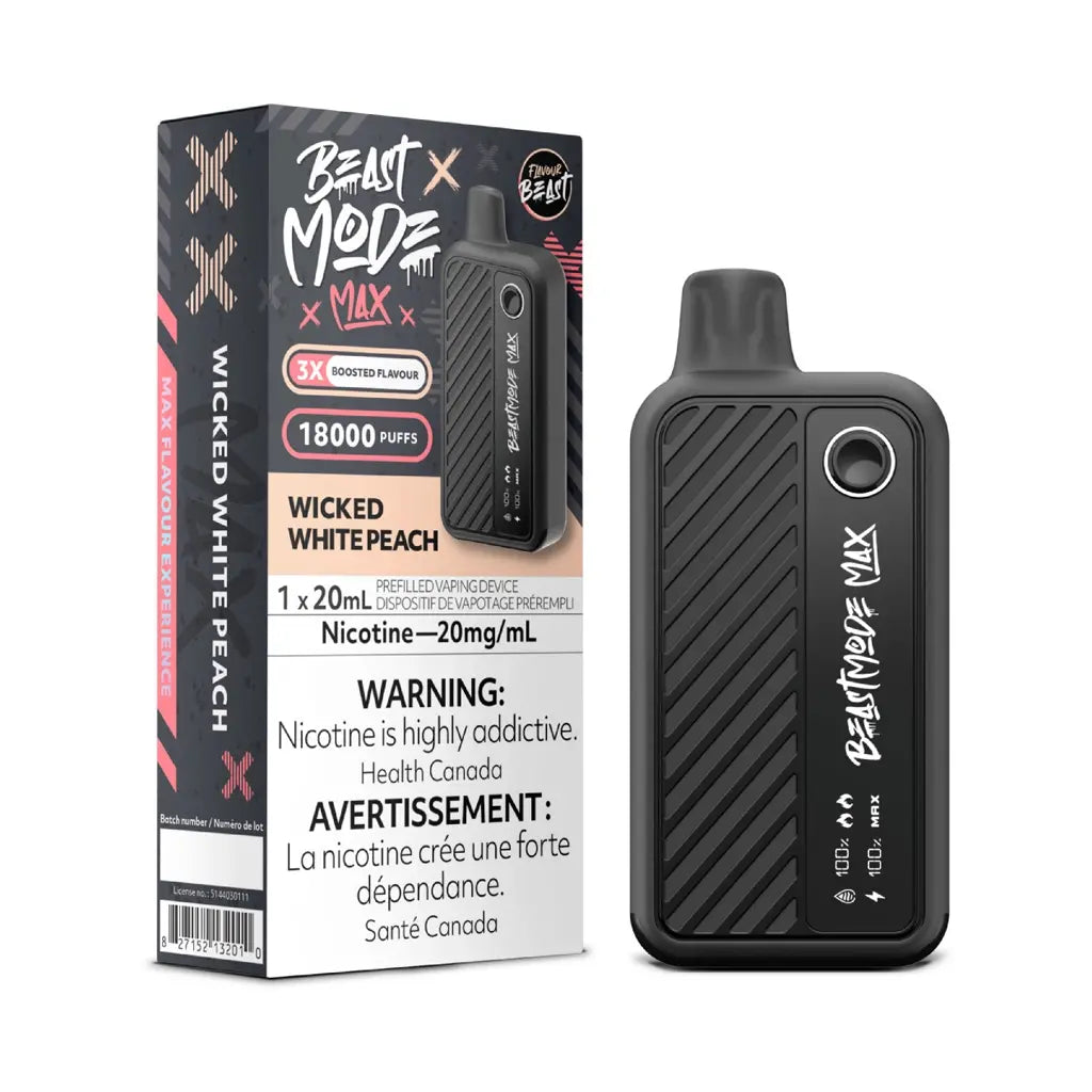 BEAST MODE MAX 18K WICKED WHITE PEACH BY FLAVOUR BEAST DISPOSABLE VAPE