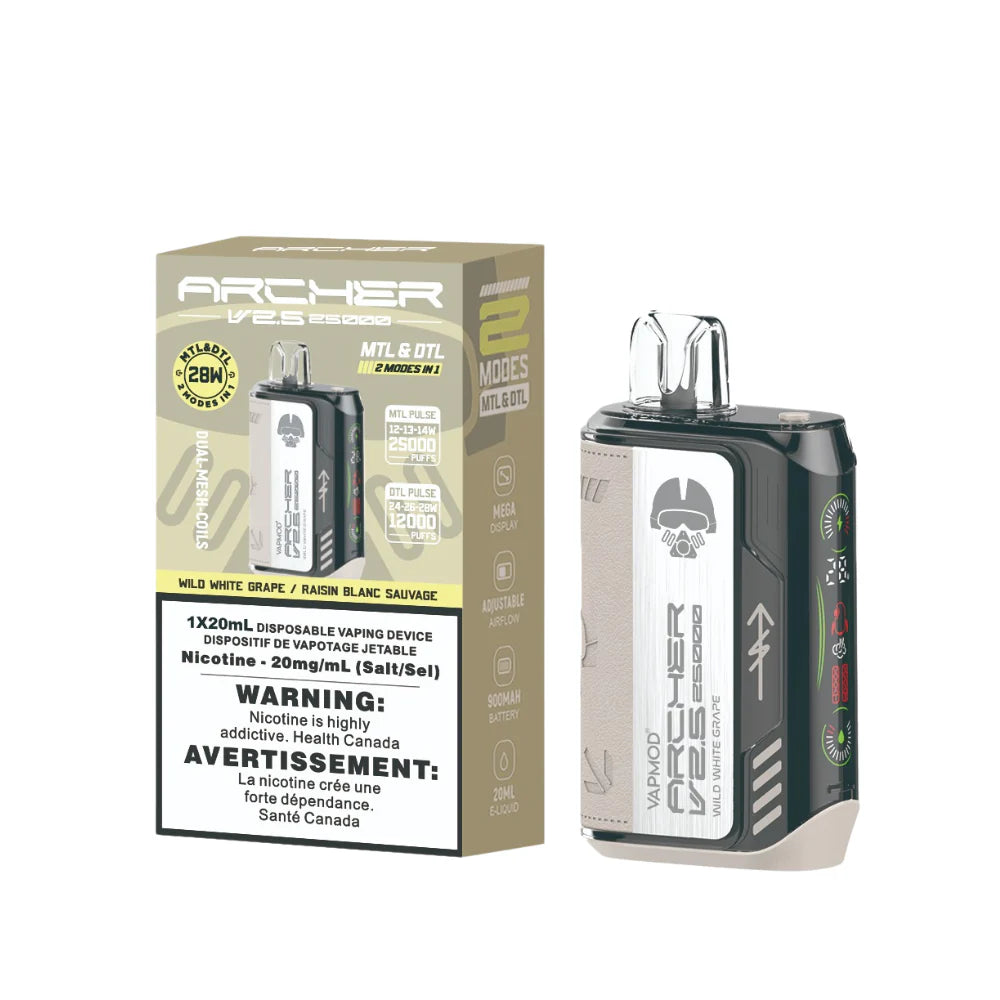 VAPMOD 25K BY ARCHER WILD WHITE GRAPE DISPOSABLE VAPE