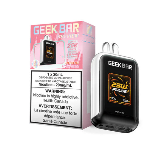 Geek Bar Skyview Disposable Vape: uptown 25000 puffs, type-c rechargeable, smart screen, three power modes. Fast shipping to Quebec available. Buy now