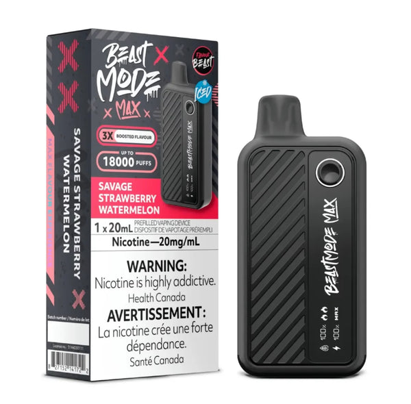 FLAVOUR BEAST BEAST MODE MAX 18k DISPOSABLE VAPE- SAVAGE STRAWBERRY WATERMELON ICED