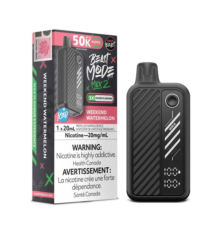 BEAST MODE MAX 2 50K WEEKEND WATERMELON ICE DISPOSABLE VAPE BY FLAVOUR BEAST