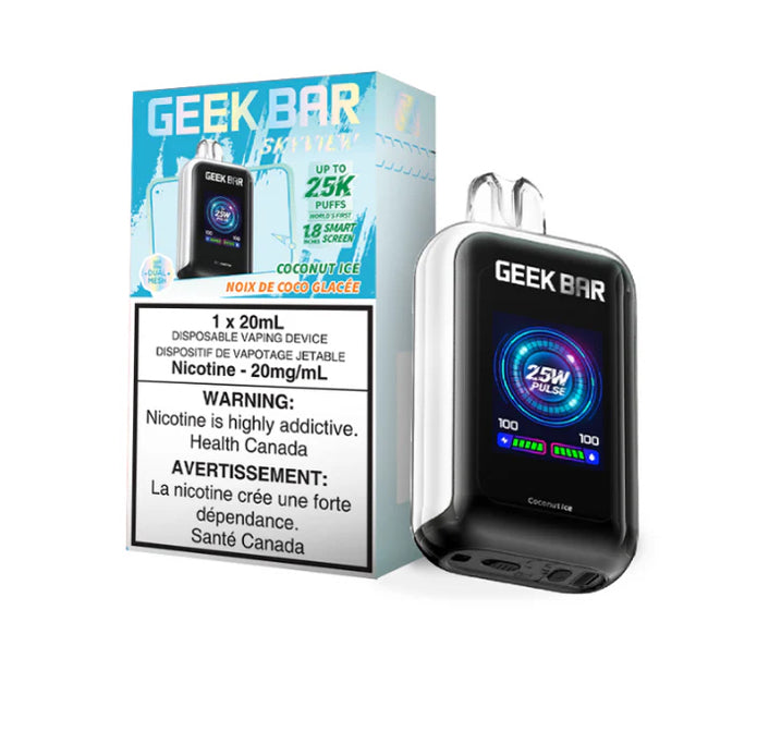 Geek Bar Skyview Disposable Vape: uptown 25000 puffs, type-c rechargeable, smart screen, three power modes. Fast shipping to Quebec available. Buy now