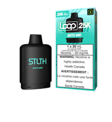 ARCTIC MINT STLTH LOOP 25K DISPOSABLE POD: 25000 puffs , 20mL e-liquid capacity, 15 different flavours.Fast shipping to Quebec.