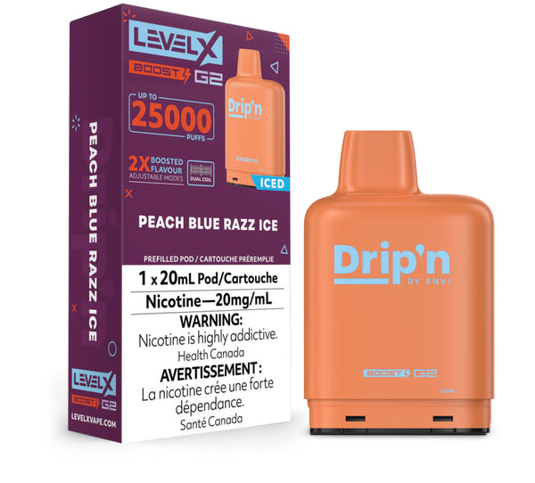 DRIP'N LEVEL X G2 BOOST 25K POD PRÉ-REMPLI - PÊCHE BLEU RAZZ ICE