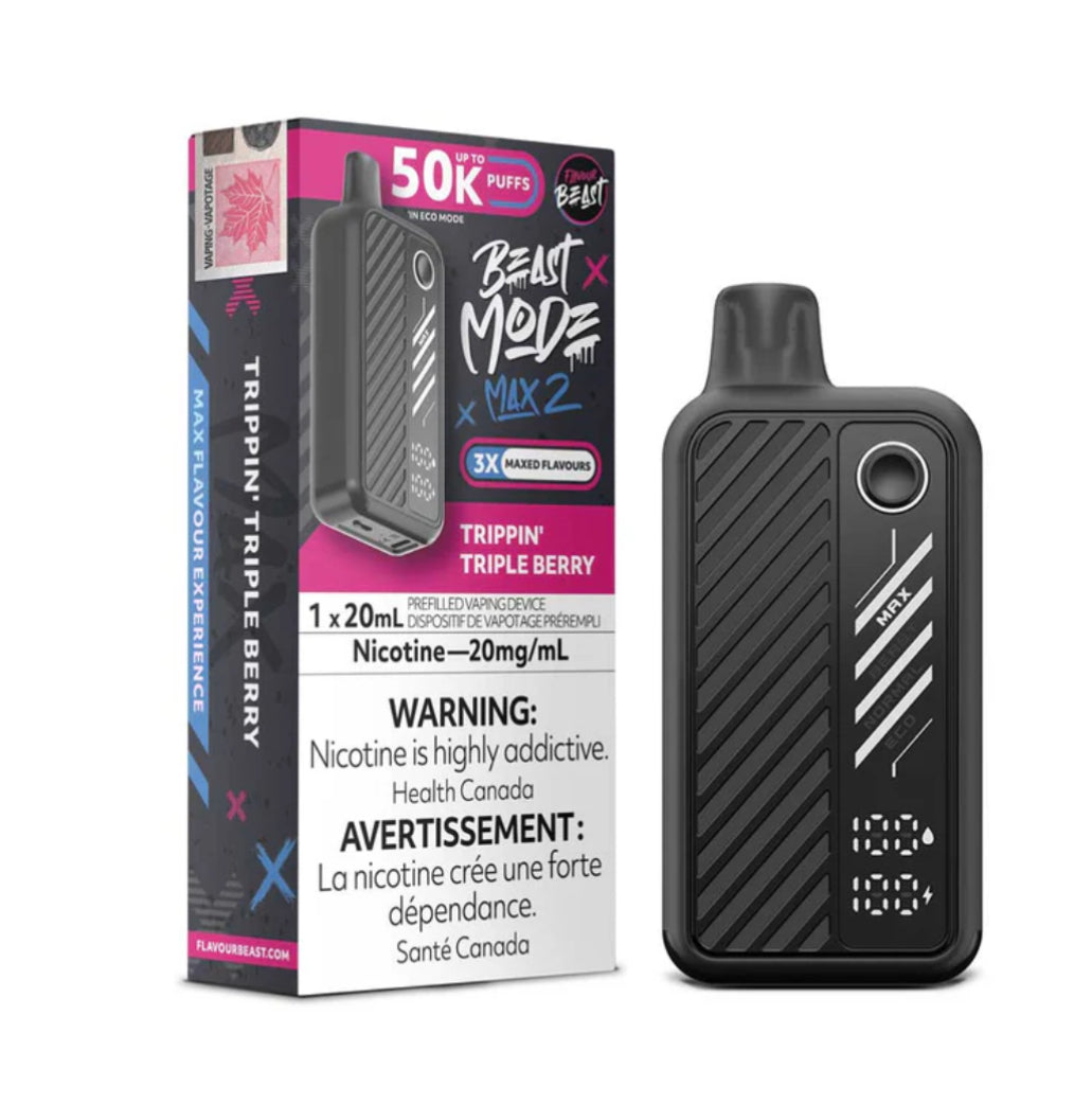 BEAST MODE MAX 2 50K TRIPPIN' TRIPLE BERRY DISPOSABLE VAPE BY FLAVOUR BEAST