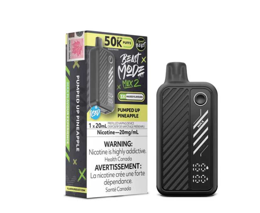 BEAST MODE MAX 2 50K PUMPED UP PINEAPPLE ICE DISPOSABLE VAPE BY FLAVOUR BEAST