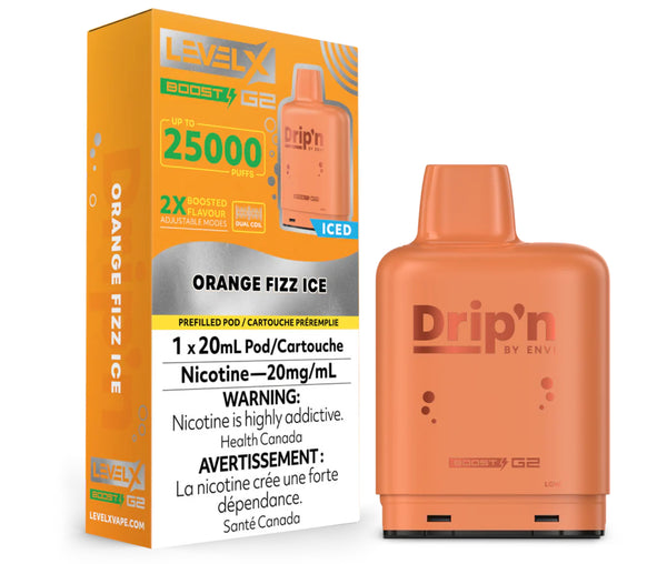 DRIP'N LEVEL X G2 BOOST 25K POD PRÉ-REMPLI - ORANGE FIZZ ICE
