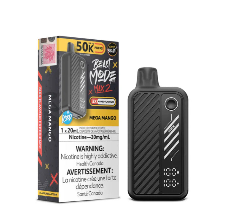 BEAST MODE MAX 2 50K MEGA MANGO ICE DISPOSABLE VAPE BY FLAVOUR BEAST