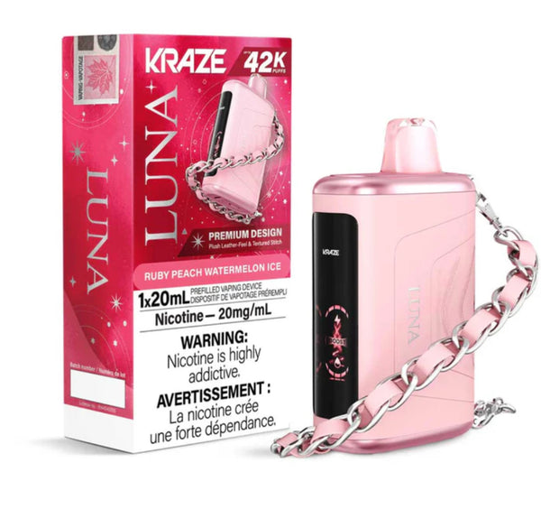 KRAZE LUNA 42K RUBY VAPE JETABLE PÊCHE PASTÈQUE GLACE