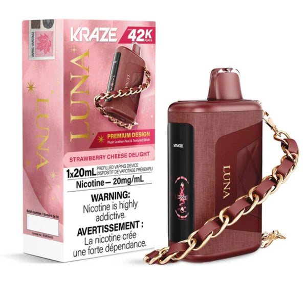 KRAZE LUNA 42K DÉLICIEUX AU FROMAGE À LA FRAISE VAPE JETABLE