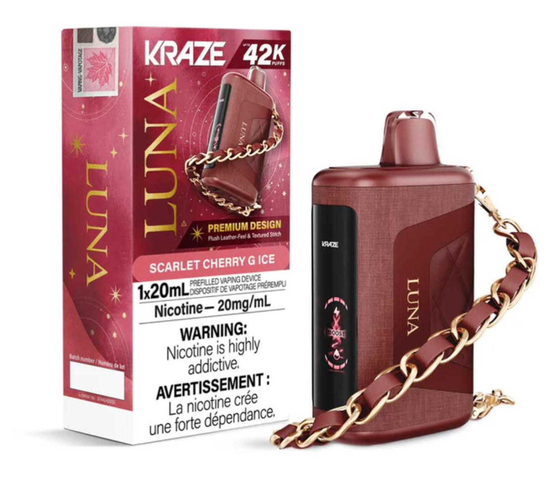 KRAZE LUNA 42K SCARLET CHERRY G ICE DISPOSABLE VAPE