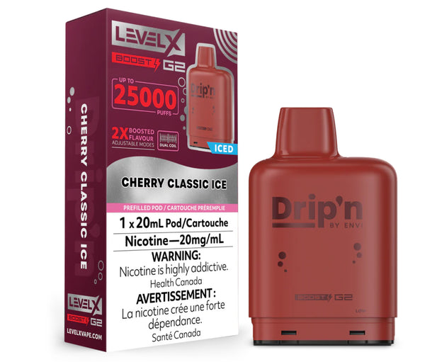 DRIP'N LEVEL X G2 BOOST 25K POD PRÉ-REMPLI - CHERRY CLASSIC ICE