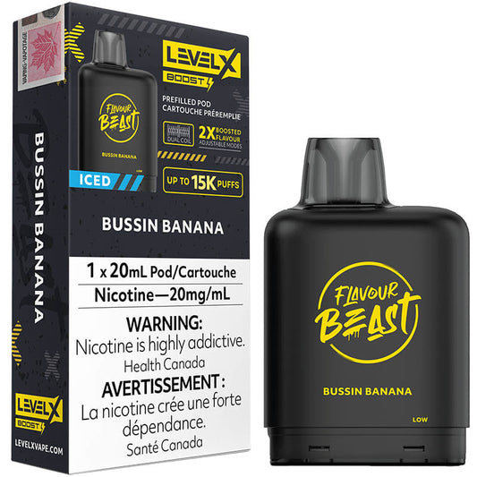 FLAVOUR BEAST LEVEL X BOOST 15K PRE-FILLED POD- BUSSIN BANANA ICED