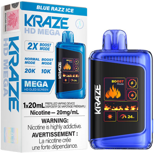 Kraze hd mega 20k blue razz ice