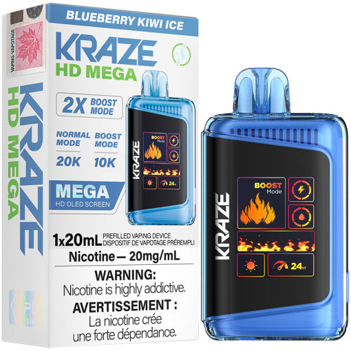 Kraze hd mega 20k blueberry kiwi ice