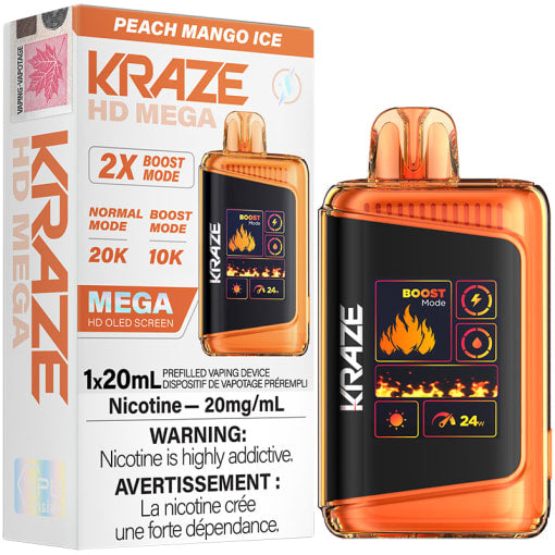 Kraze hd mega 20k peach mango ice