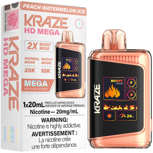 Kraze hd mega 20k peach watermelon ice