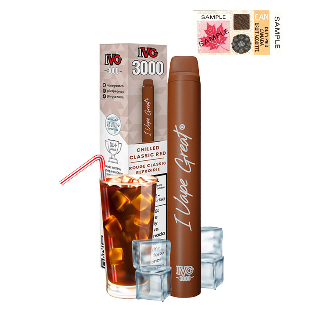 IVG 3000 DISPOSABLE VAPE - CHILLED CLASSIC RED(POS)