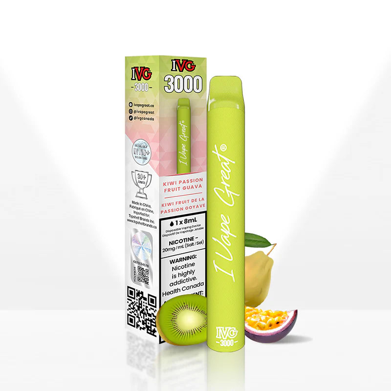 IVG 3000 DISPOSABLE VAPE - KIWI PASSIONFRUIT GUAVA(POS)