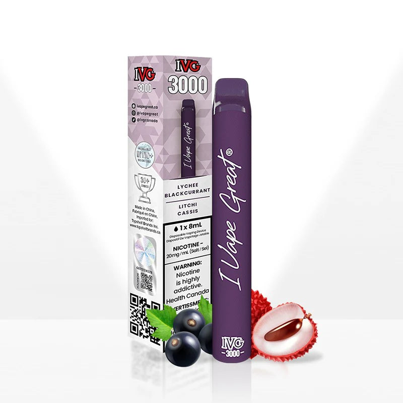 IVG 3000 DISPOSABLE VAPE - LYCHEE BlACKCURRANT (POS)