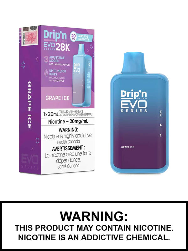 ENVI DRIP'N EVO 28K DISPOSABLE VAPE - GRAPE ICE