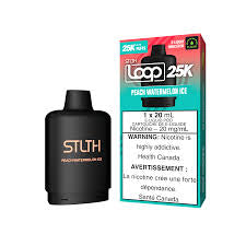 PEACH WATERMELON ICE STLTH LOOP 25K DISPOSABLE POD: STLTH LOOP 25K Pods: 25000 puffs , 20mL e-liquid capacity, 15 different flavours,.Fast shipping to Quebec. 