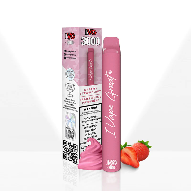 IVG 3000 DISPOSABLE VAPE - CREAMY STRAWBERRY