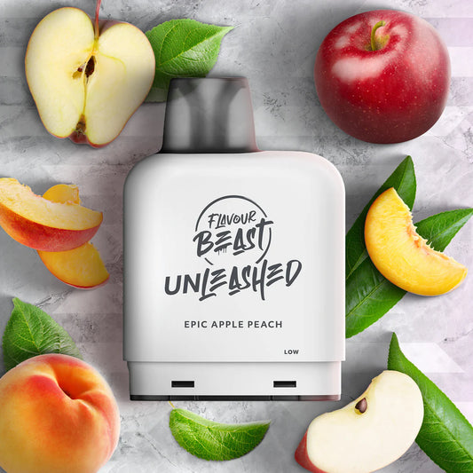 FLAVOUR BEAST LEVEL X UNLEASHED PRE-FILLED POD - EPIC APPLE PEACH ICED