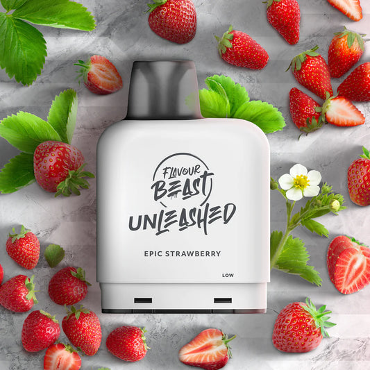 FLAVOUR BEAST LEVEL X UNLEASHED PRE-FILLED POD - EPIC STRAWBERRY ICED