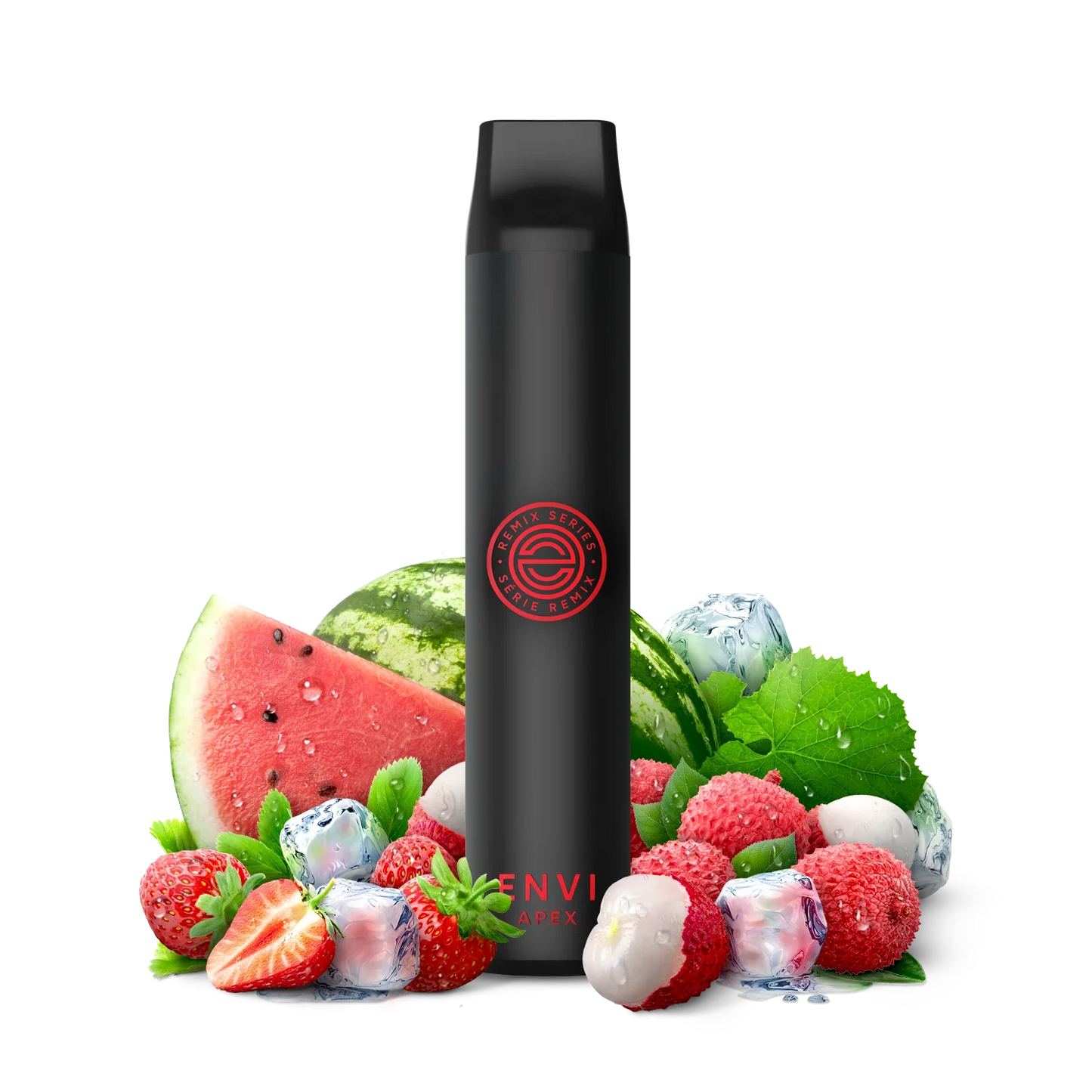 LYCHEE WATERMELON STRAWBERRY ICED ENVI APEX 2500 DISPOSABLE VAPE: Featuring 2500 puffs , 6.5ml of eliquid and non rechargeable. Fast shipping to Quebec - Shop now.