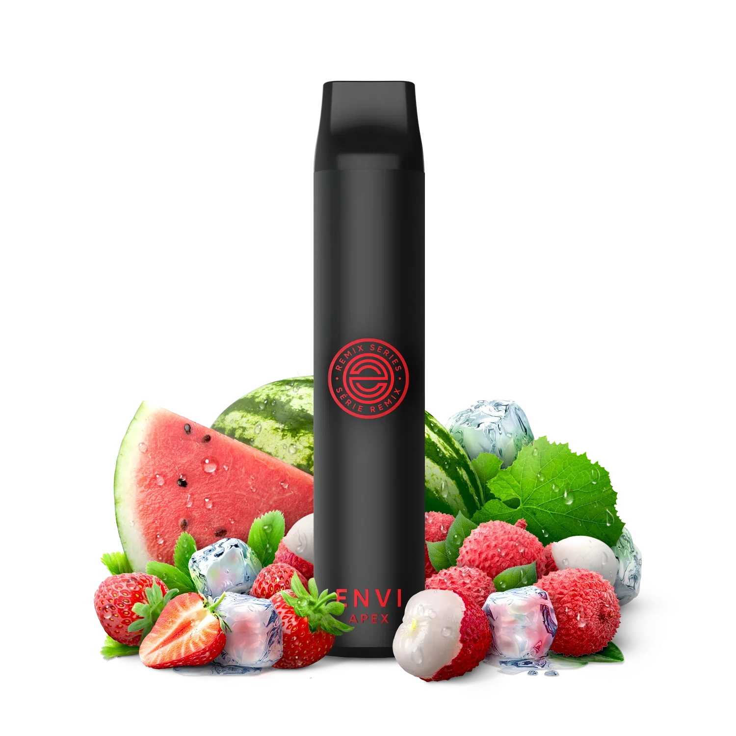 LYCHEE WATERMELON STRAWBERRY ICED ENVI APEX 2500 DISPOSABLE VAPE: Featuring 2500 puffs , 6.5ml of eliquid and non rechargeable. Fast shipping to Quebec - Shop now.